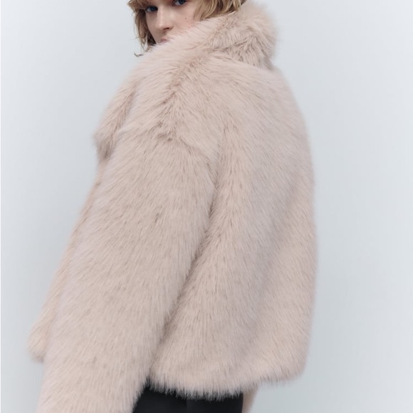 SOLD | NWT Faux Fur ZARA Jacket in Cream / Light Beige Size US Women’s M - Picture 4 of 11